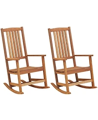 Gymax 2piece Rocking Chair High-Back Outdoor Rocker with Smooth Rocking Base for Backyard