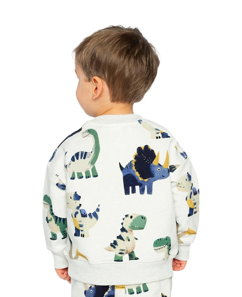 Deux par Deux Little Boys (6-8) Fleece Sweatshirt Dinosaur Print