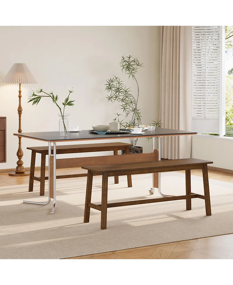 Slickblue Wicker Dining Bench in Farmhouse Style for Table Seating Use