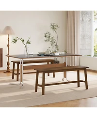 Slickblue Wicker Dining Bench in Farmhouse Style for Table Seating Use