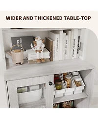 gaomon 67 Inch Home Bar Cabinet, Wine Storage with Built-in Power Outlets, Led Lighting for Living Room