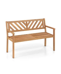 Slickblue Outdoor 2-Person Patio Chair with Acacia Wood Seat, Armrests and Backrest