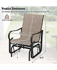 Slickblue Patio Glider Chair Set of 2 with Metal Frame and High Back Support-Mix