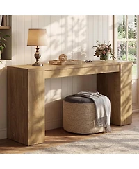 Tribesigns 35.4" Tall Farmhouse Console Table, 71" Wooden Sofa Table for Living Room, Modern Entryway Furniture