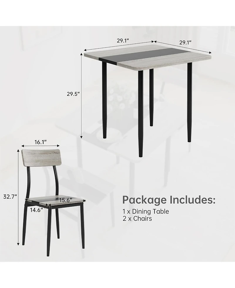 gaomon Dining Table Set, Metal Frame and Mdf Board, Two-Tone Splicing Design
