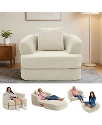 homfan 3-in-1 Folding Memory Foam Sofa Bed, Convertible Floor Futon Chair with Washable Cover