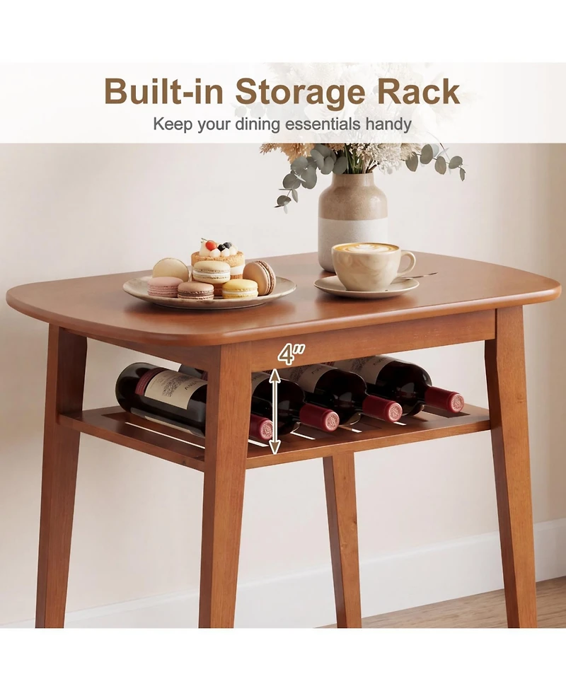 Slickblue 3 Piece Kitchen Dining Table Set with Upholstered Chairs for 2 Person