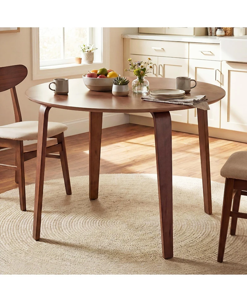 Slickblue Compact 3 Piece Dining Set with Rubber Wood Table and Cushioned Chairs