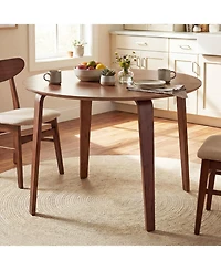 Slickblue Compact 3 Piece Dining Set with Rubber Wood Table and Cushioned Chairs