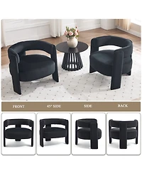 Clihome Modern Velvet Accent Chair with Metal Frame, Plump Upholstered Armchair for Living Room, 300lbs