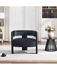Clihome Modern Velvet Accent Chair with Metal Frame, Plump Upholstered Armchair for Living Room, 300lbs