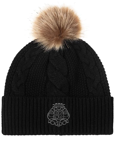 Lauren Ralph Direct Embroidery Cable Pom Beanie
