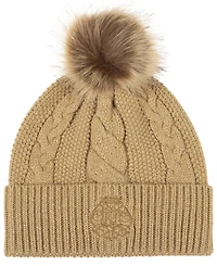 Lauren Ralph Metallic Direct Embroidery Cable Pom Beanie