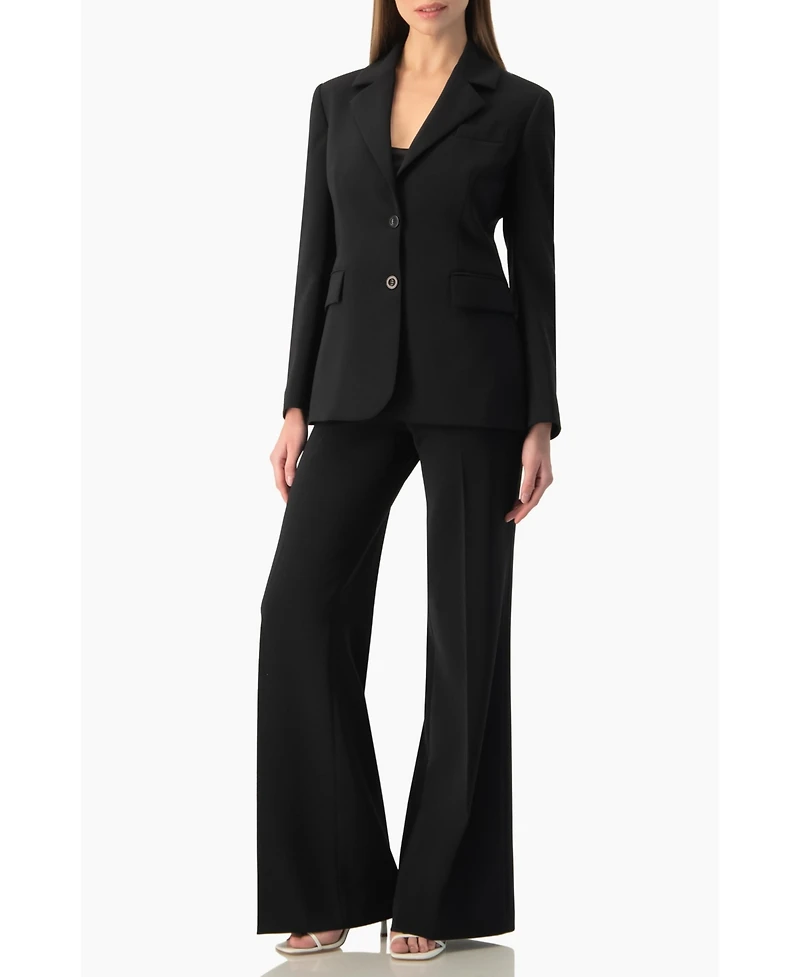 Ivonne Women's Tailored Two-Button Black Power Blazer
