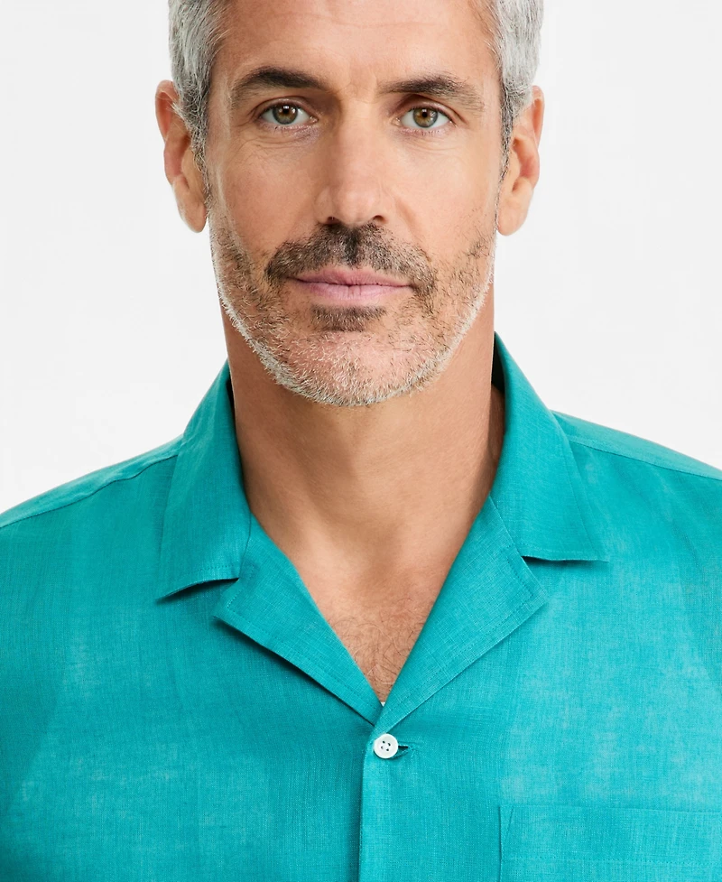 Club Room Men's Short-Sleeve Camp Collar Linen Shirt, Macy's Exclusive