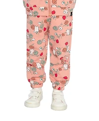Deux par Baby Girls French Terry Sweatpants Pink Cat Print