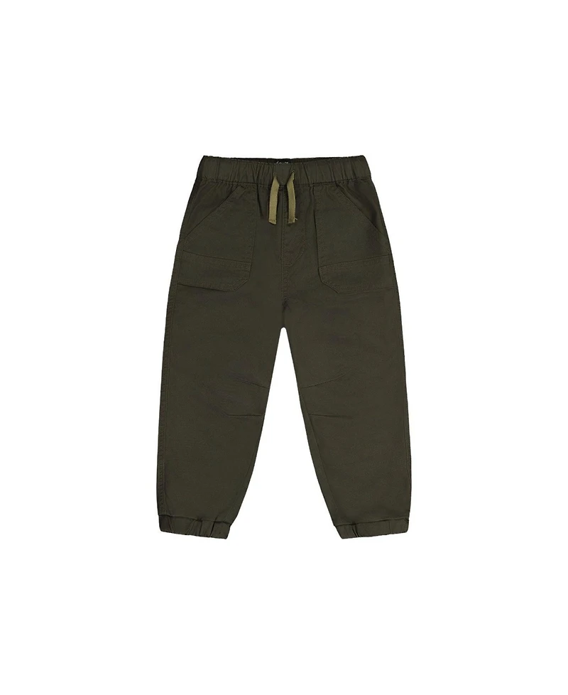 Deux par Baby Boys Stretch Canvas Jogger Pants Very Dark Green