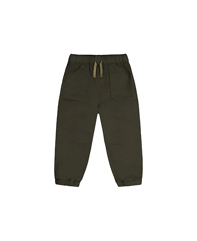 Deux par Baby Boys Stretch Canvas Jogger Pants Very Dark Green
