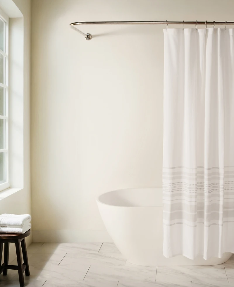 ienjoy Home Cotton Blend Striped Shower Curtains, 72" x