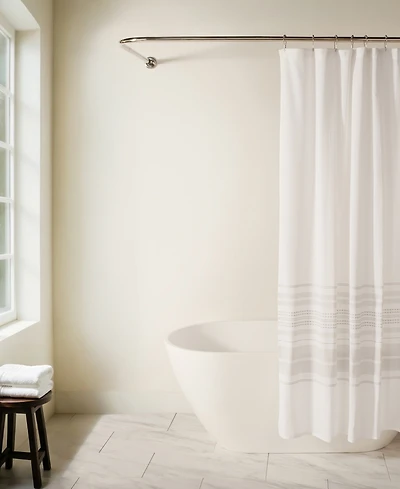 ienjoy Home Cotton Blend Striped Shower Curtains, 72" x