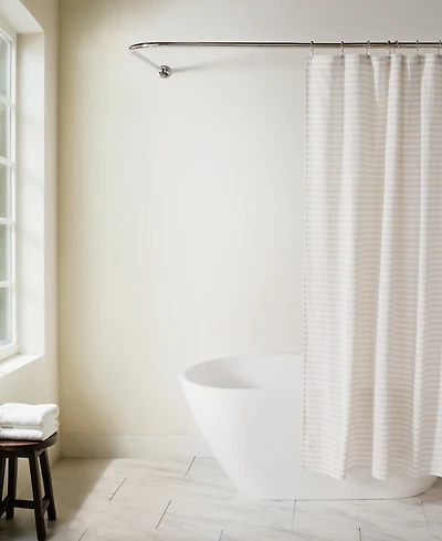 ienjoy Home Cotton Blend Striped Shower Curtains, 72" x
