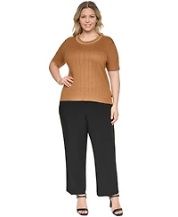 Karl Lagerfeld Paris Plus Crewneck Short-Sleeve Knit Top