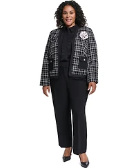 Karl Lagerfeld Paris Plus Open-Front Woven Jacket