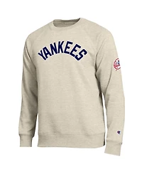 Champion Men's Oatmeal New York Yankees All-Star Soft Felt Raglan Sweatshirt