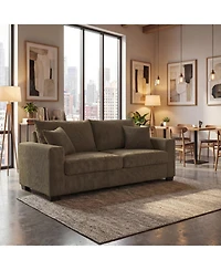 Rainsken Loveseat Sofa, with 2 Throw Pillows, Comfortable Upholstered Couch, Textured Fabric, for Living Room, Apartment, Office, Easy Assembly
