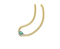 Rachel Glauber Unique 14K Gold Plated Brilliant Cz Link Chain Necklace