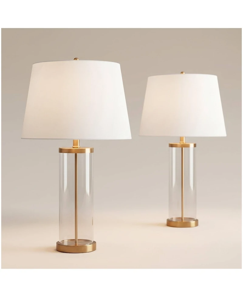 360 Lighting 26" High Cylinder Country Cottage Table Lamps Set of 2 Fillable Glass Living Room Bedroom