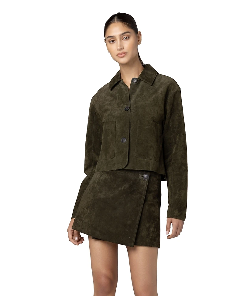 Blank Nyc Women's Spicy Herbs Collared Suede Jacket
