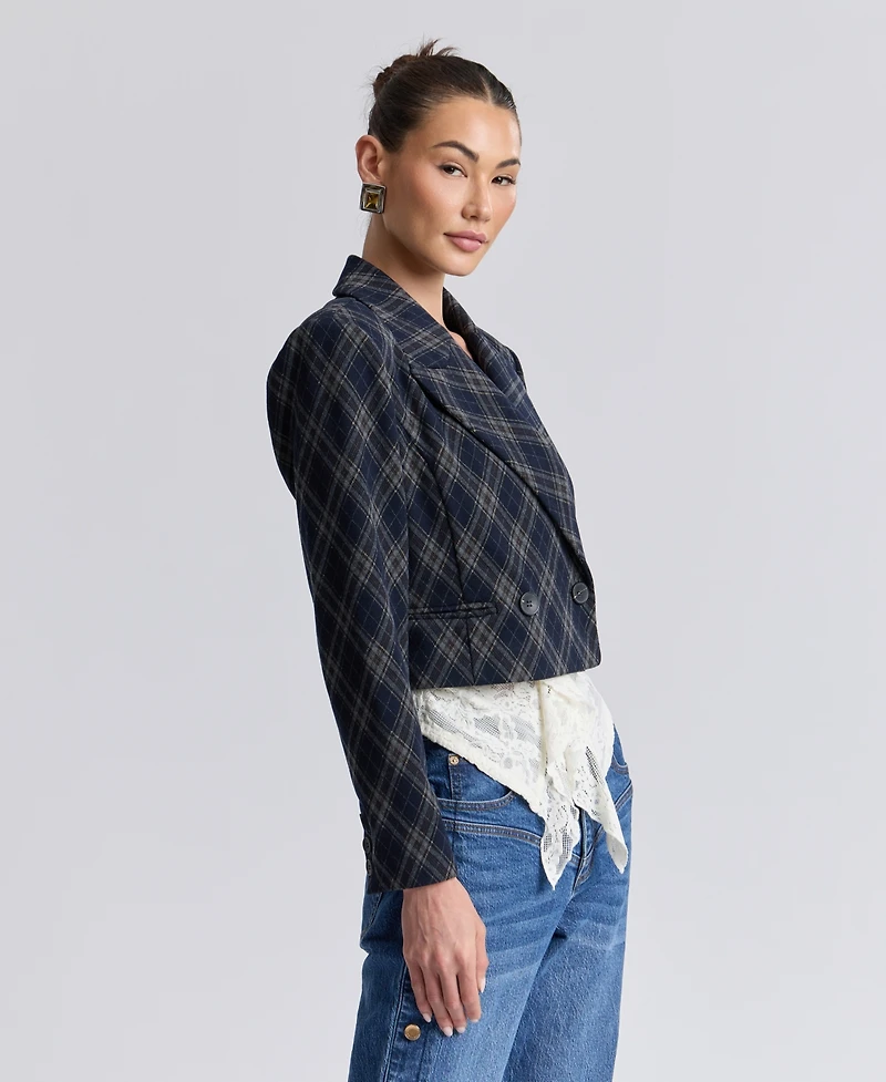 Avec Les Filles Women's Cropped Double-Breasted Blazer
