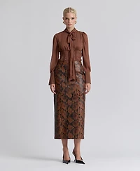 Avec Les Filles Women's Fitted Midi Skirt