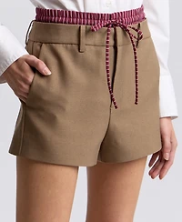 Avec Les Filles Women's Double-Waistband Mid-Rise Shorts