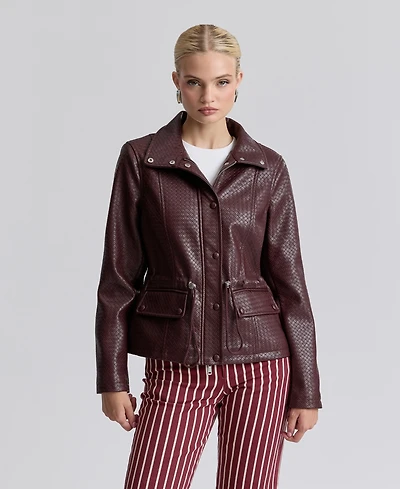 Avec Les Filles Women's Textured Mock Neck Jacket