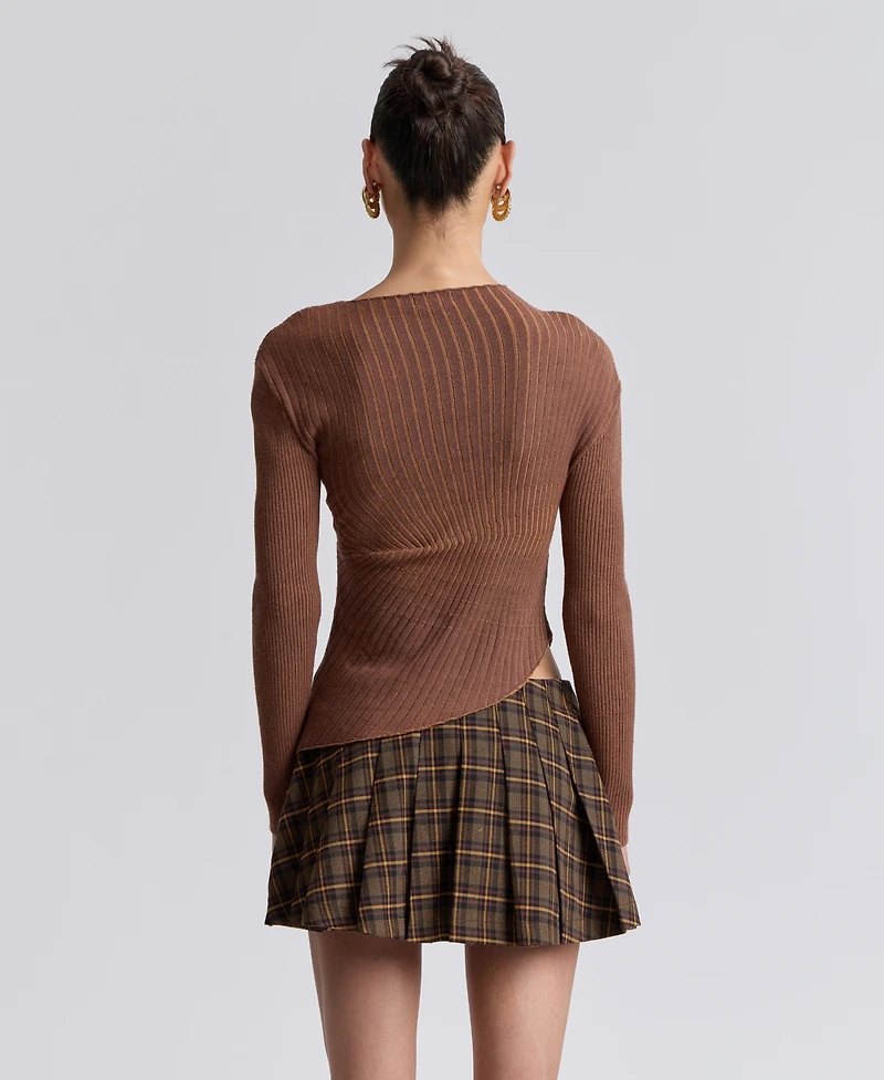 Avec Les Filles Women's Long-Sleeve Radial Rib Sweater