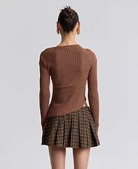 Avec Les Filles Women's Long-Sleeve Radial Rib Sweater
