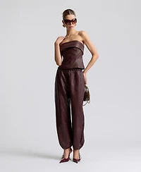 Avec Les Filles Women's Elastic-Waist High-Rise Balloon Pants