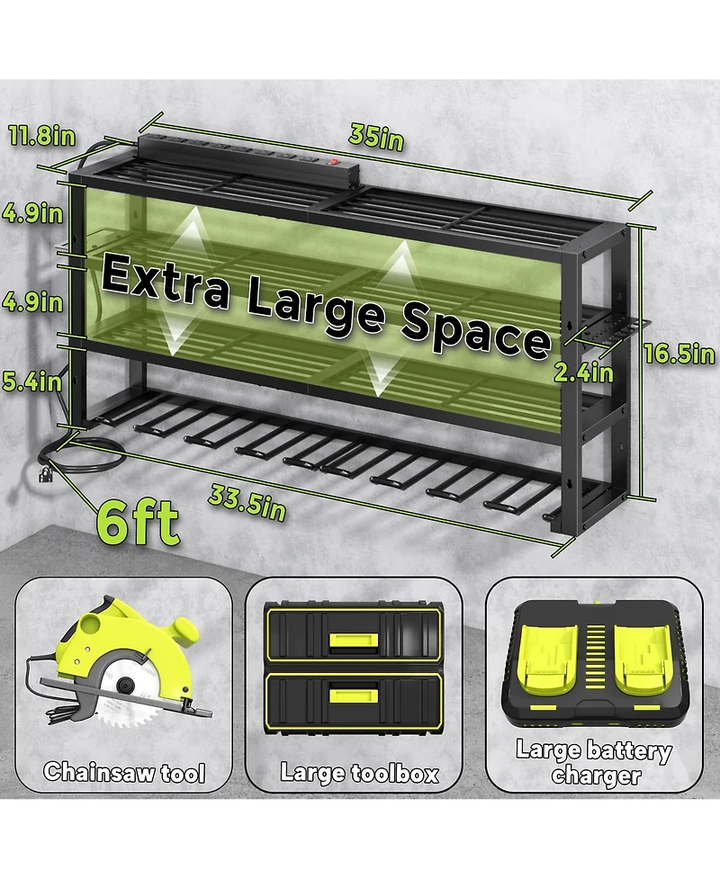 Xdovet Power Tool Organizer Wall Mount Charging Station Drill Holder Garage Rack