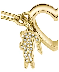 Lacoste Women's Elyse Gold-Tone Stainless Steel Heart Bracelet with Crystal Pave Crocodile