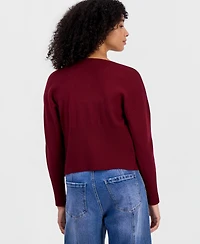 Madden Girl Juniors' Drop Shoulder High Rib Crewneck Cardigan