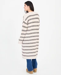 Madden Girl Juniors' Striped Open-Front Duster Cardigan
