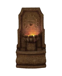 John Timberland Sun Villa 37" High Large Italian Outdoor Decor Faux Stone Floor Fountain with Light Led Outside Garden Patio