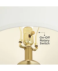 Vienna Full Spectrum Modern Table Lamps 38 1/2" Tall Set of 2 Glass Hexagonal Column Drum Shade for Bedroom Living Room Bedside