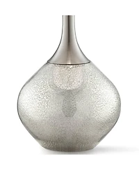 Possini Euro Design Modern Table Lamps 30.5" Tall Set of 2 Mercury Glass Chrome Twin Sheer Drum Shade for Living Room Family Bedroom Bedside
