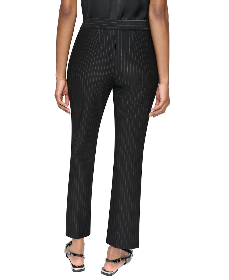 Dkny Petite Pinstripe Ponte High-Rise Front-Zip Pants