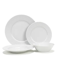 French Home White Wave 16-Piece Dinnerware Set, Service For 4