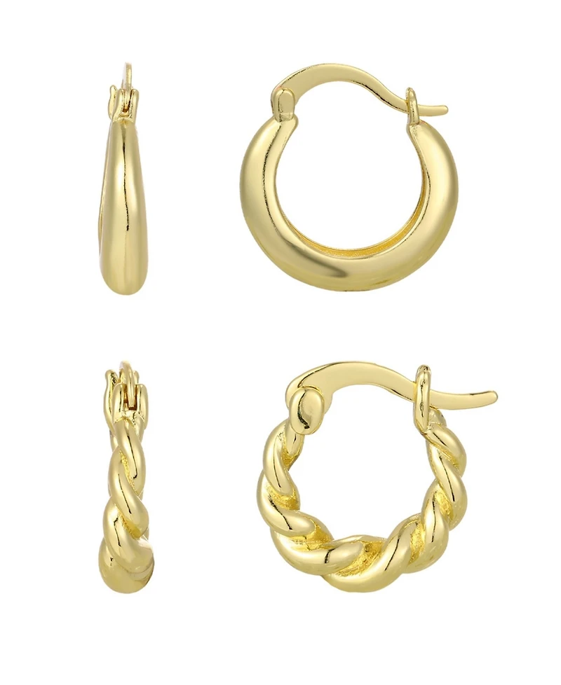 Adornia Gold Set of 2 Purse Hoop Earrings