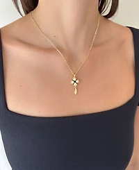 Adornia Gold Natural Freshwater Pearl Inlay Flower Pendant Necklace
